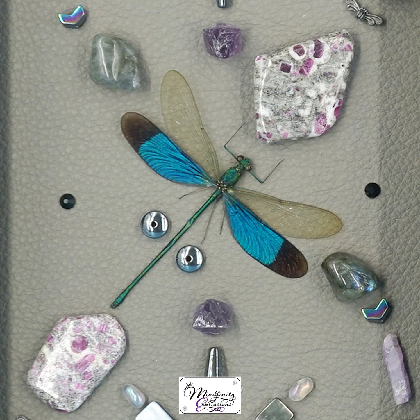shadow box art, Yellow, black & white butterfly, Metallic purple genuine leather, crystals, Swarovski crystals, gemstones, gems, sacred geometry, healing art, crystal art, crystal grid, energy healing, crystal healing, crystal energy, crystal grid, healing, healing energy, healing art, sacred geometry, handmade, luxury art, Amethyst, Fluorite, Ruby in Matrix, Labradorite, Hematite, Silver Plated Quartz, Aura Quartz