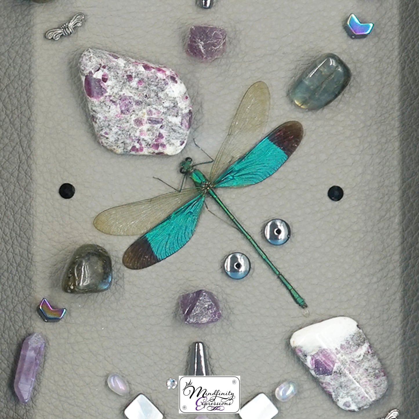shadow box art, Yellow, black & white butterfly, Metallic purple genuine leather, crystals, Swarovski crystals, gemstones, gems, sacred geometry, healing art, crystal art, crystal grid, energy healing, crystal healing, crystal energy, crystal grid, healing, healing energy, healing art, sacred geometry, handmade, luxury art, Amethyst, Fluorite, Ruby in Matrix, Labradorite, Hematite, Silver Plated Quartz, Aura Quartz