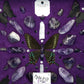 shadow box art, Swallowtail butterfly, crystals, leather, gemstones, gems, sacred geometry, healing art, crystal art, crystal grid, energy healing, Amethyst, Purple Fluorite, Sugilite, Super 7, Kunzite, Aura Quartz, Selenite, crystal art, crystal healing, crystal energy, crystal grid, healing, healing energy, healing art, sacred geometry, handmade, luxury art