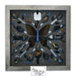 shadow box art, crystals, leather, gemstones, gems, sacred geometry, healing art, crystal art, crystal grid, energy healing, Blue Tiger Eye, Tiger Eye, Lapis Lazuli, Sodalite, Clear Quartz, Aura Quartz, Hematite, Labradorite, Rainbow Moonstone, Black Obsidian, crystal art, crystal healing, crystal energy, crystal grid, healing, healing energy, healing art, sacred geometry, handmade, luxury art, swallowtail butterfly,